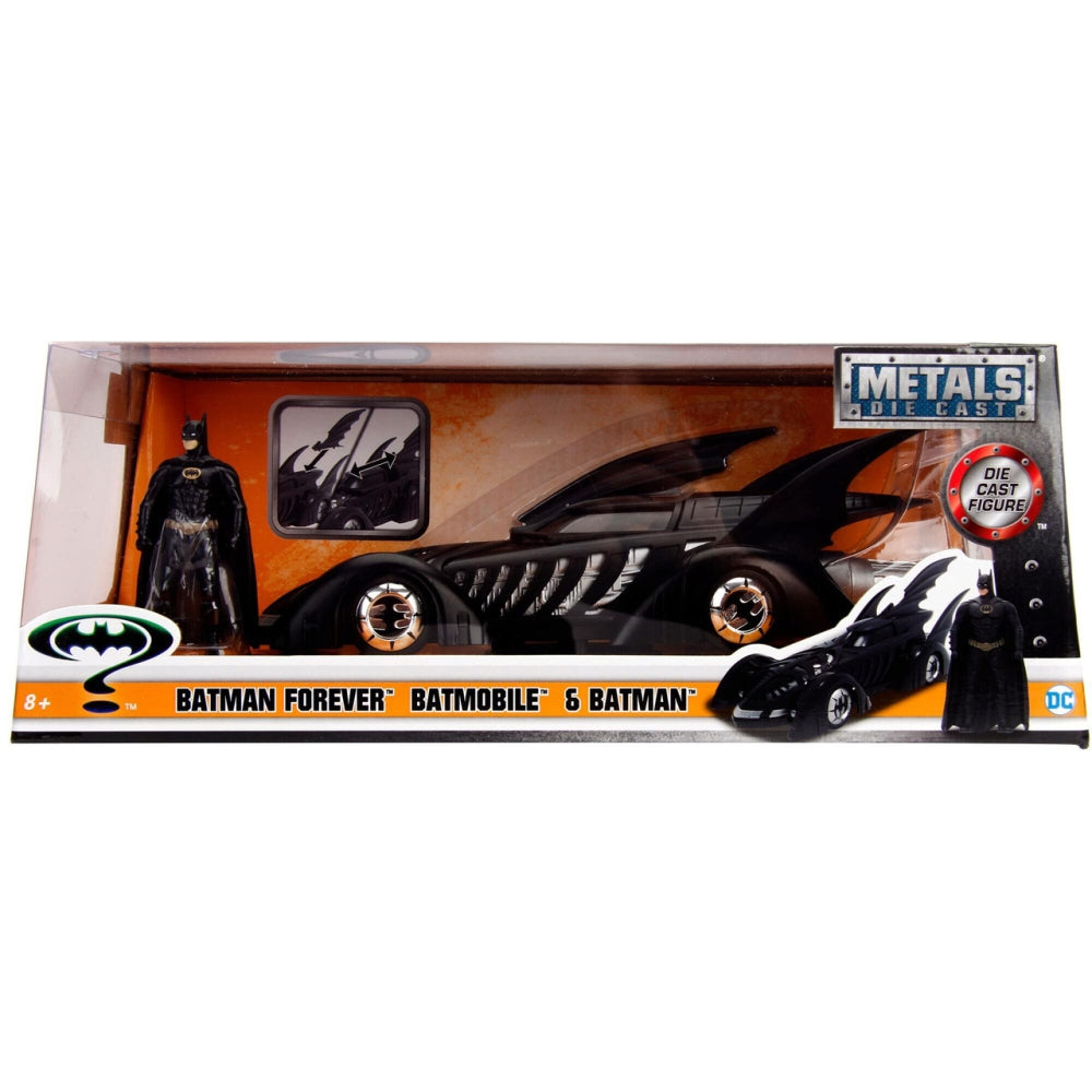 DC Comics Batman Forever Batmobile &amp; Batman Figure 1:24 Die - Cast Vehicle with Figure Matte Black