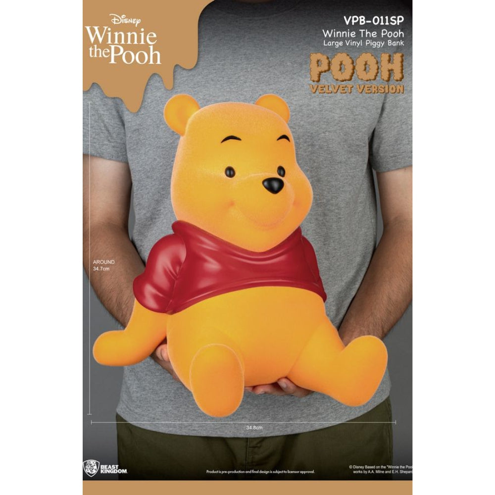 WINNIE THE POOH LARGE VINYL PIGGY BANK: POOH-VELVET VERSION