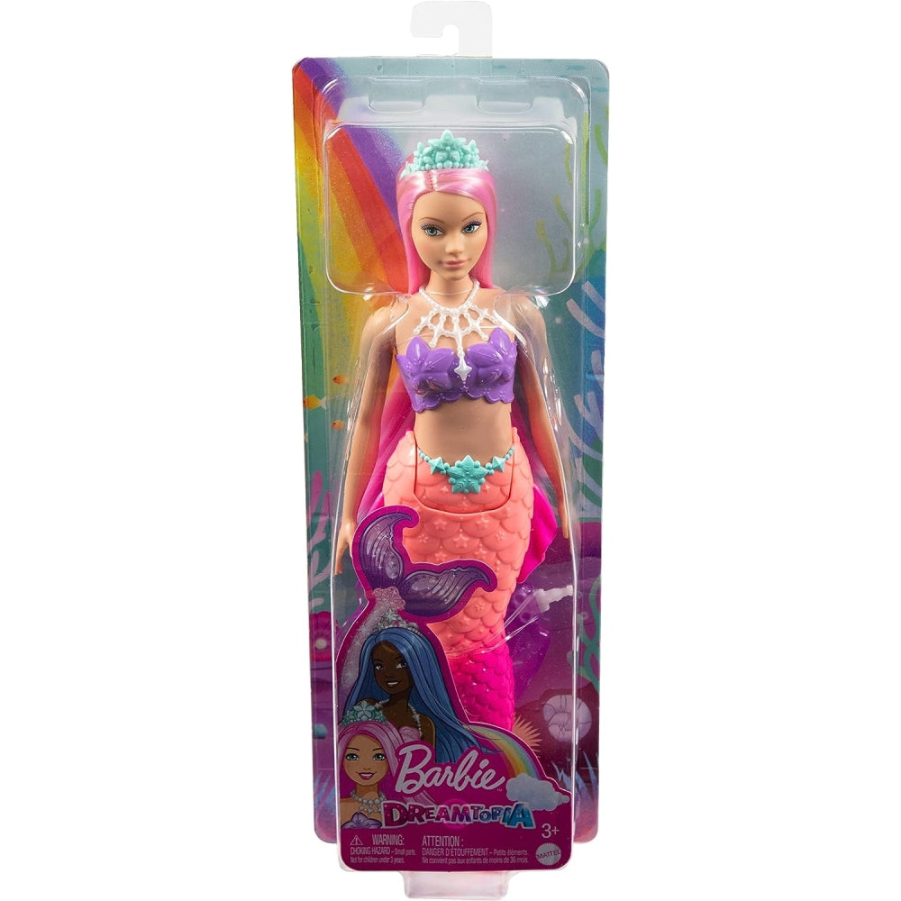 Barbie Dreamtopia Mermaid Doll with Curvy Body, Pink Hair, Pink Ombre Tail &amp; Tiara Accessory