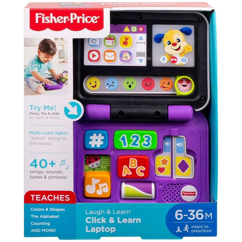 Fisher-Price Laugh &amp; Learn Baby Toy Click &amp; Learn Laptop Pretend Computer with Music and Lights