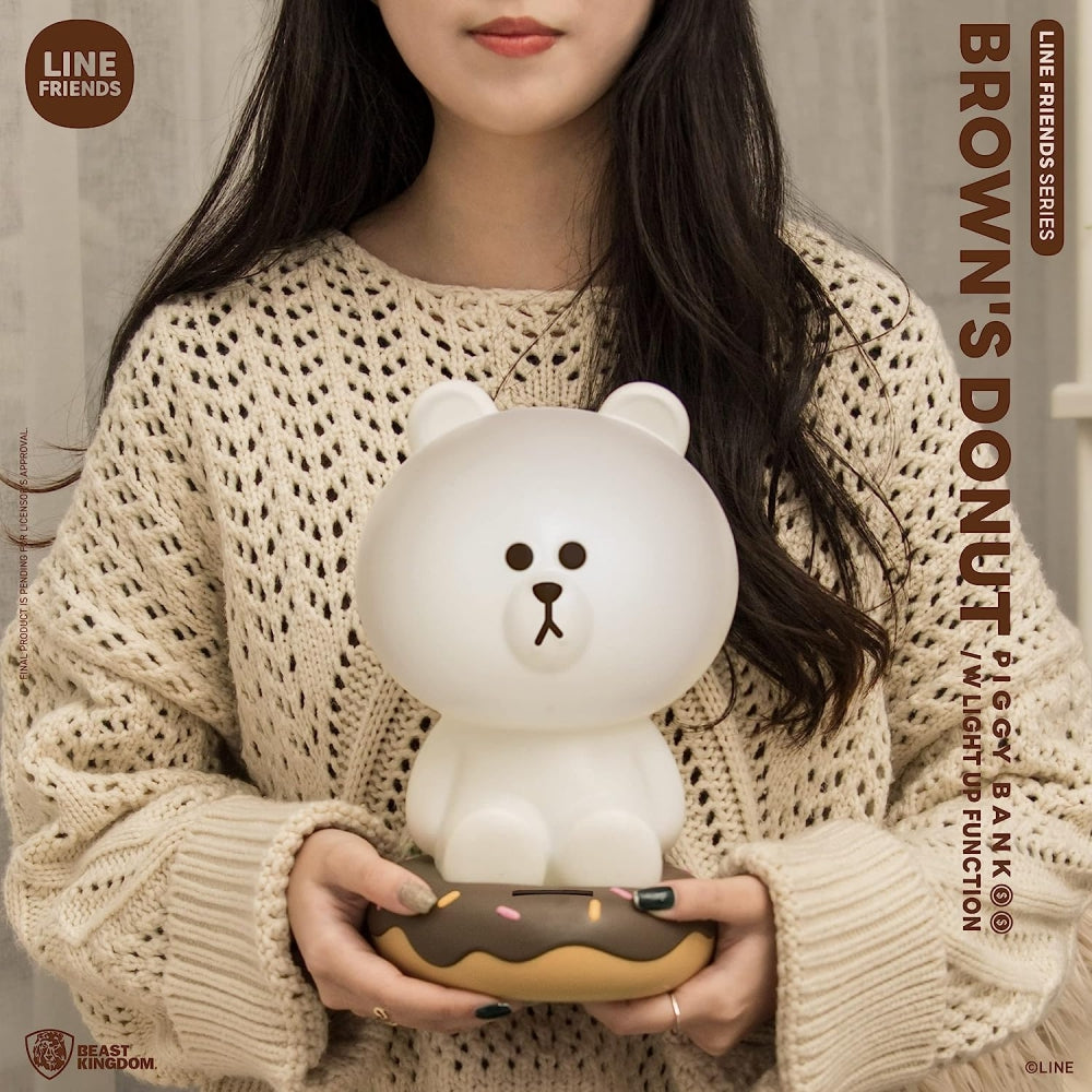 Beast Kingdom Line Friends: Brown&#39;s Donut Light-Up Vinyl Piggy Bank