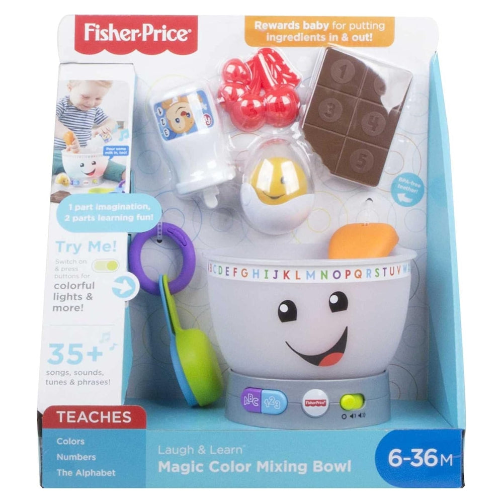 Fisher-Price Baby Learning Toy Magic Color Mixing Bowl With Pretend Food Music &amp; Lights