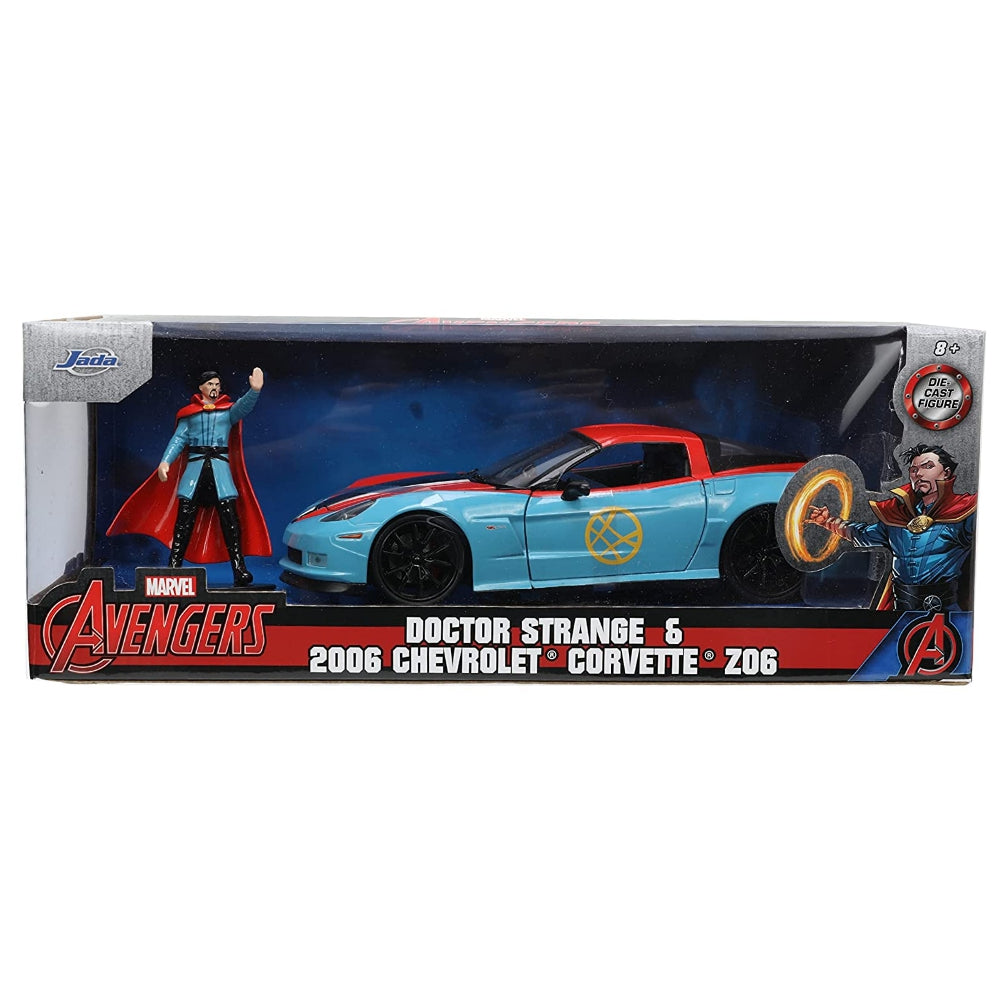 Jada Toys Marvel Doctor Strange 1:24 2006 Chevy Corvette Z06 Die-Cast Car with 2.75&#39;&#39; Dr. Strange Figure