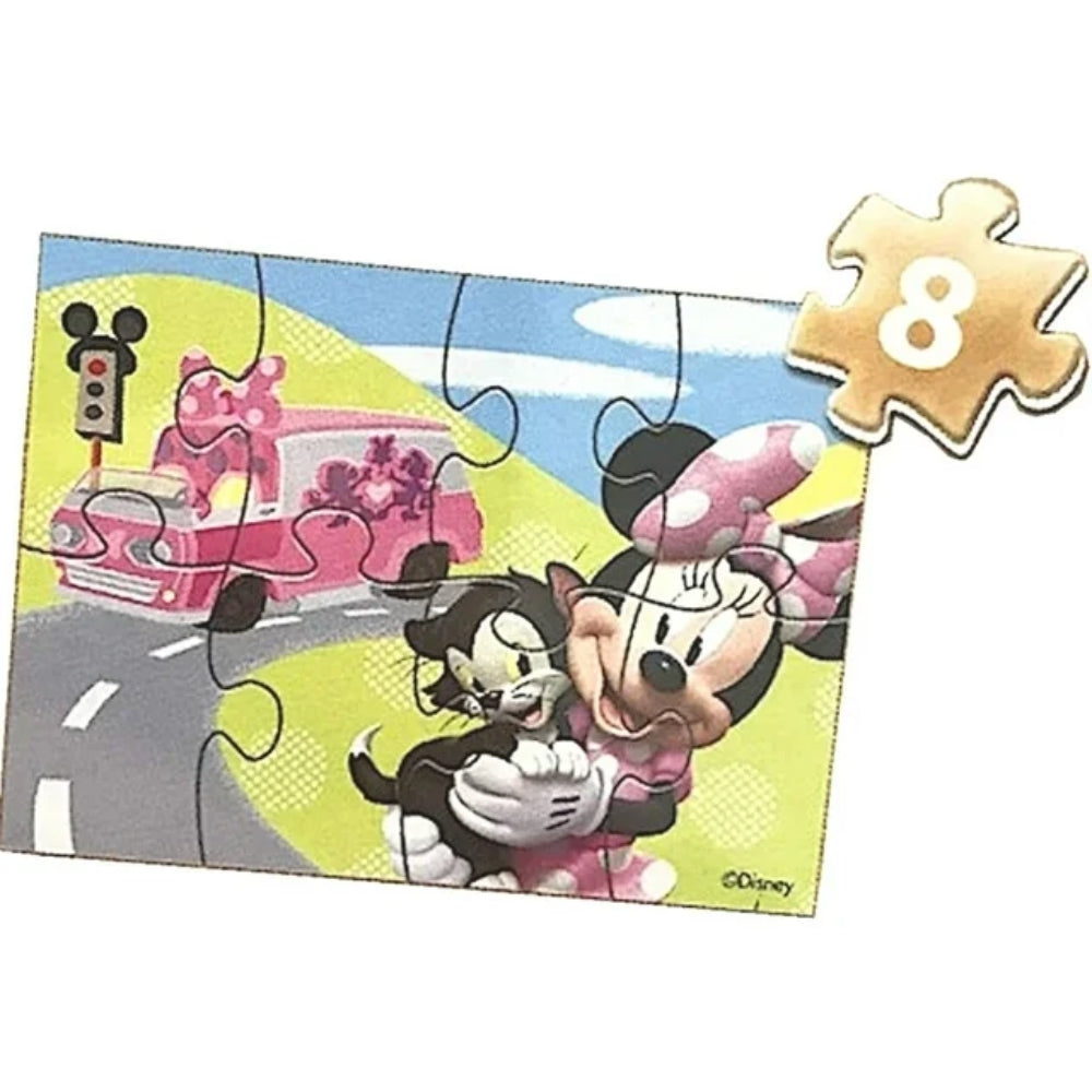 Disney Minnie Mouse 5 Wood Jigsaw Puzzles in Wood Storage Box