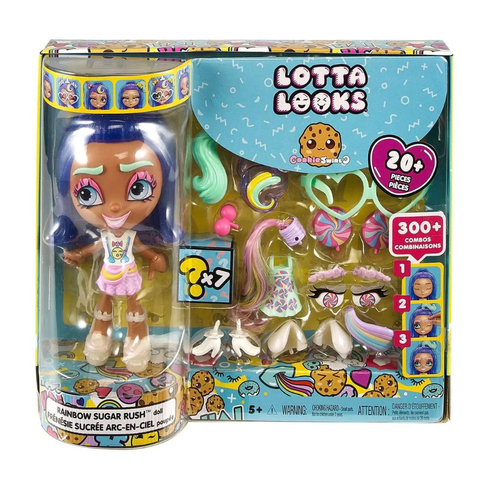 Lotta Looks Rainbow Sugar Rush Doll Gift Set with 20+ Mix & Match Pieces