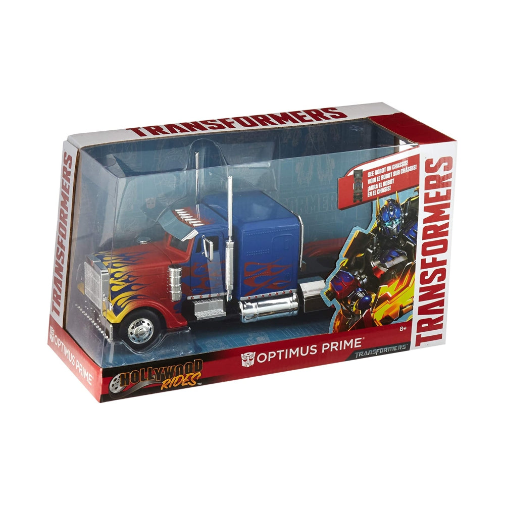 Optimus Prime Truck with Robot on Chassis from Transformers Movie Hollywood Rides Series Diecast Model
