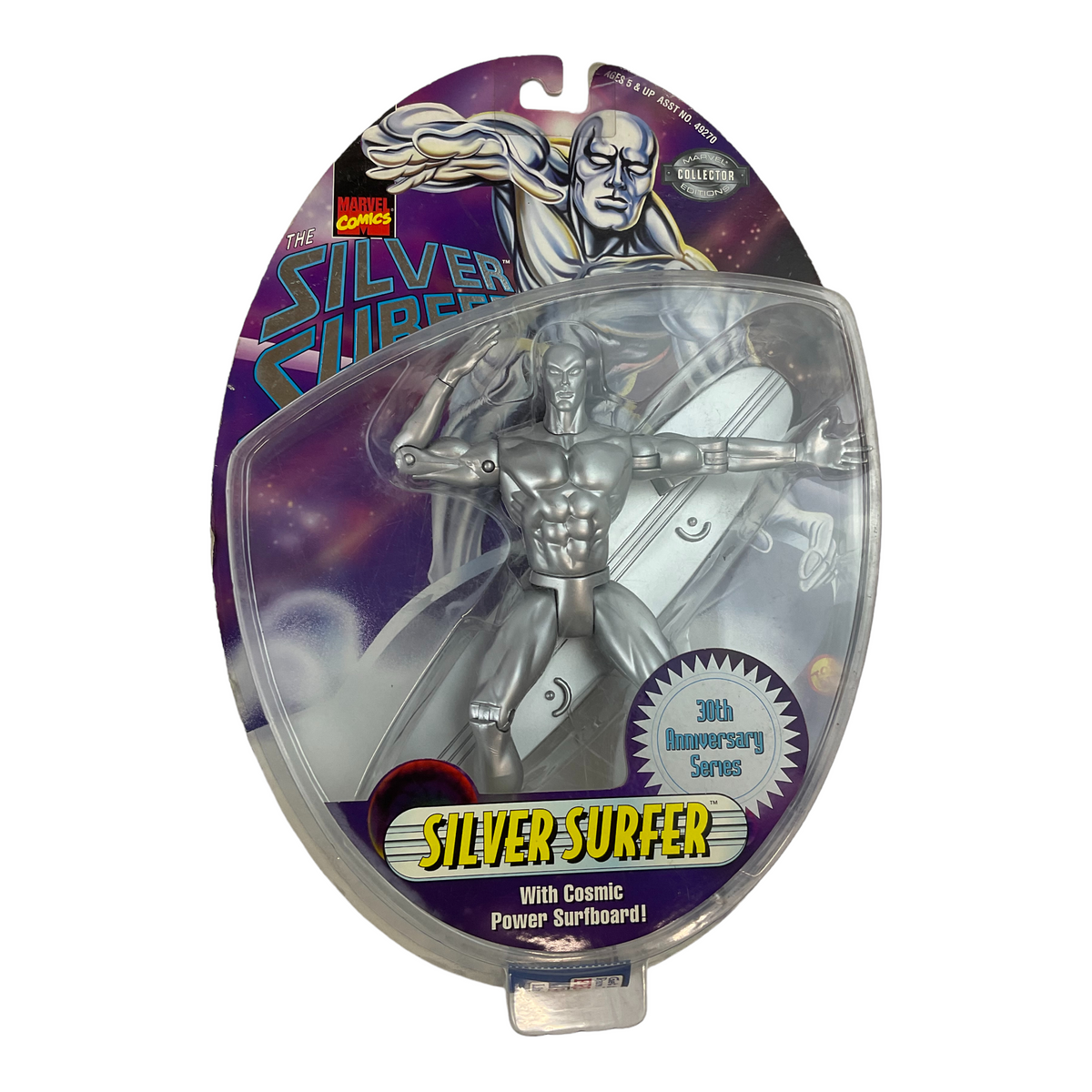 Marvel 30th Anniversary Series Silver Surfer Figure with Cosmic Power Surfboard