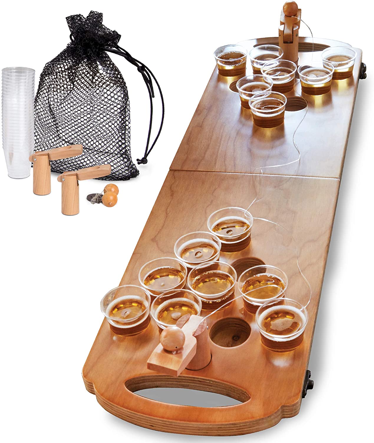 Mini Beer Pong Tabletop Set with Table, Cups, Balls & Carrying Case