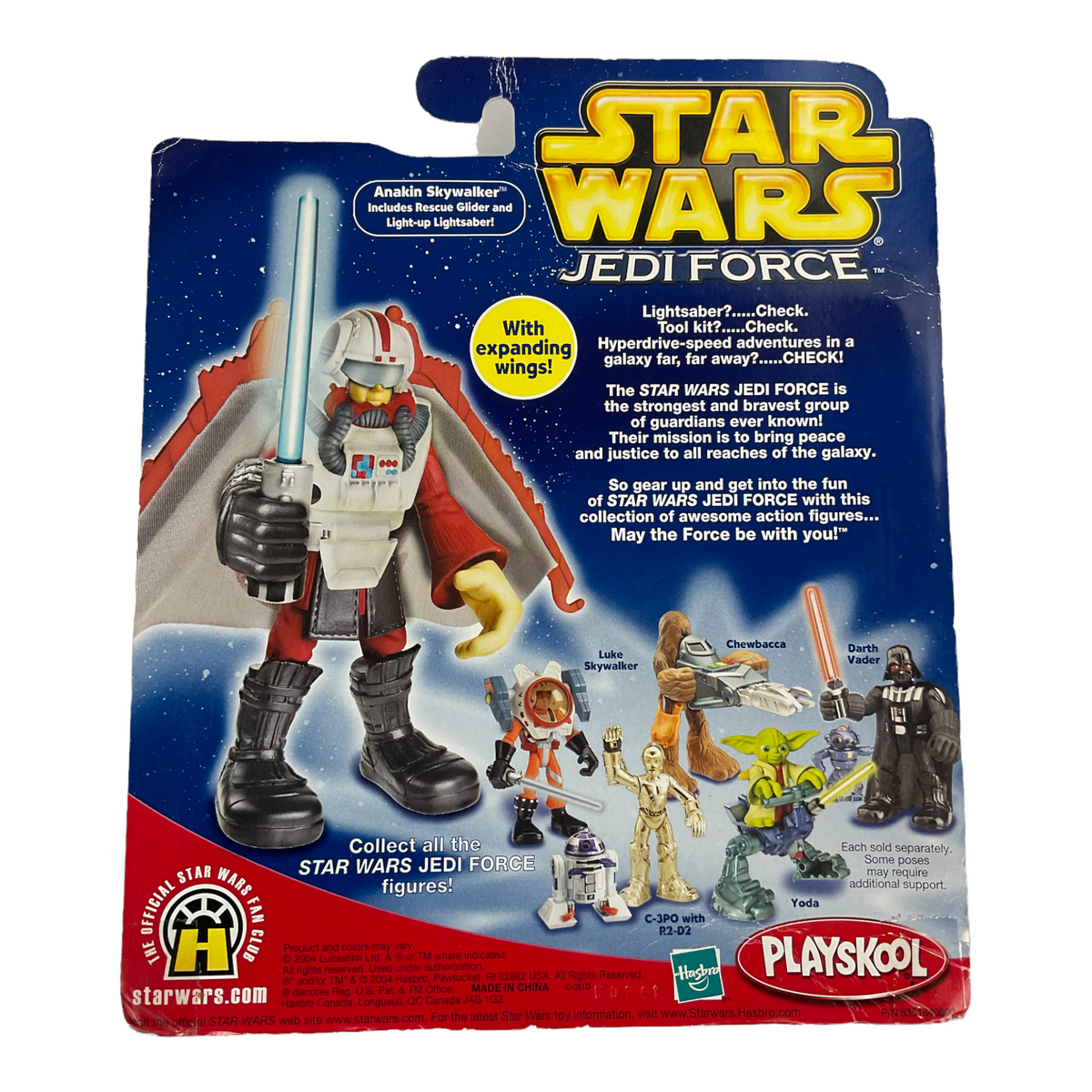 Star Wars Jedi Force Playskool Anakin Skywalker Figure w/ Rescue Glider