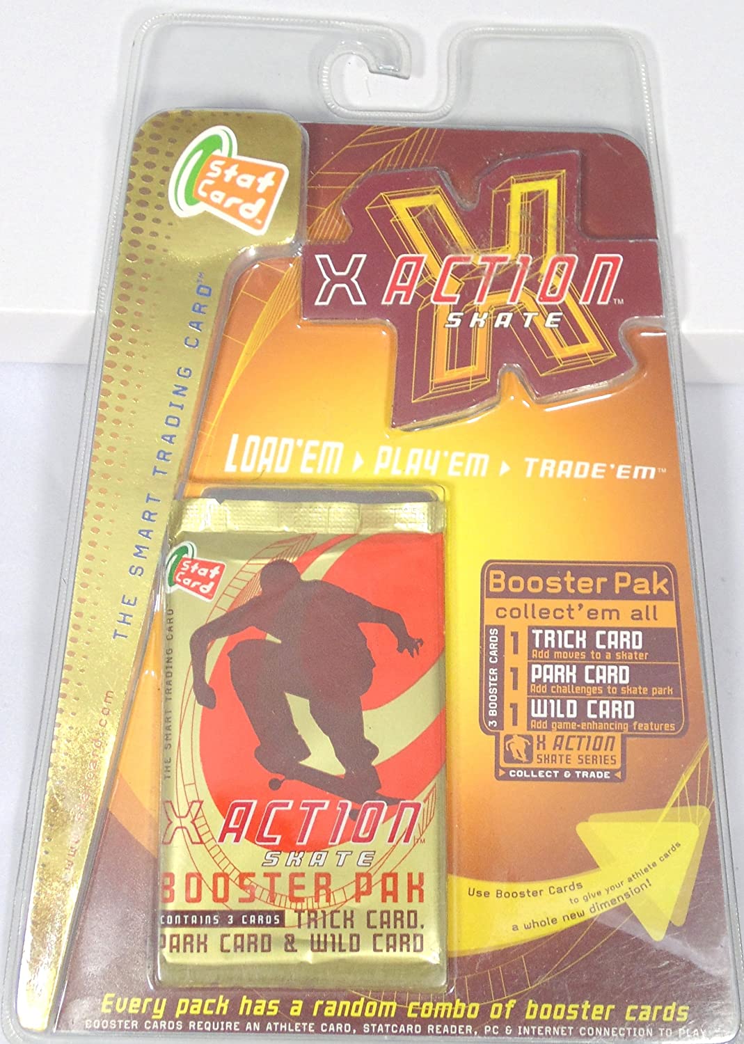 X Action Skateboarding Stat Card Booster Pak Trading Cards, Set of 3