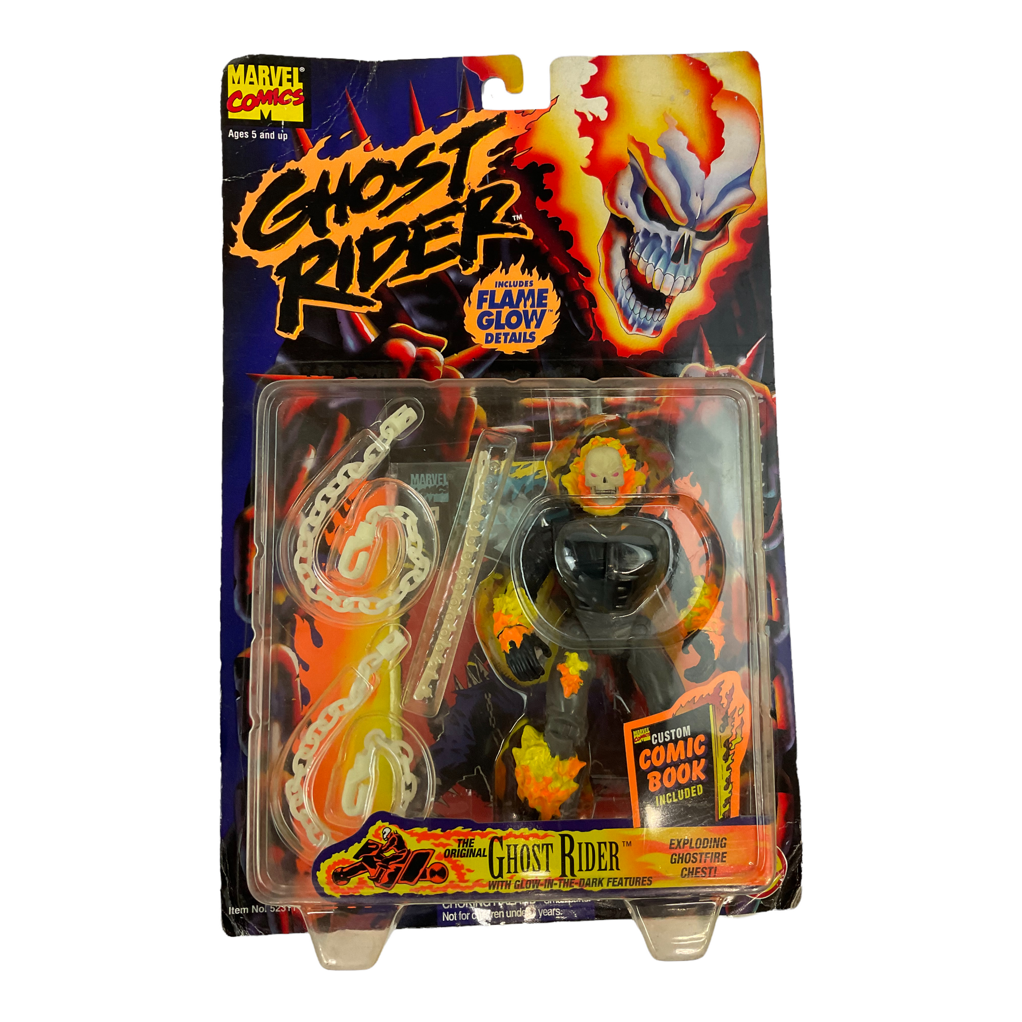 Toy Biz Marvel Comics Ghost Rider Complete Set of 5 Action Figures Includes Flame Glow Details on All Figures