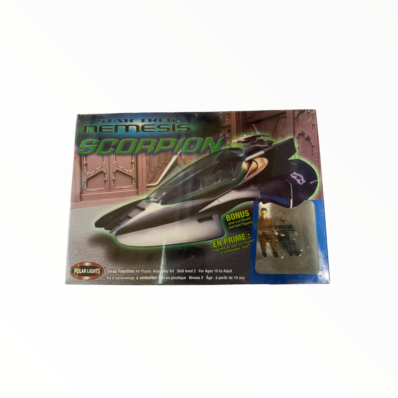 Star Trek Nemesis Scorpion Fighter Snap Together Model Kit w/ Bonus Picard and Data Figures