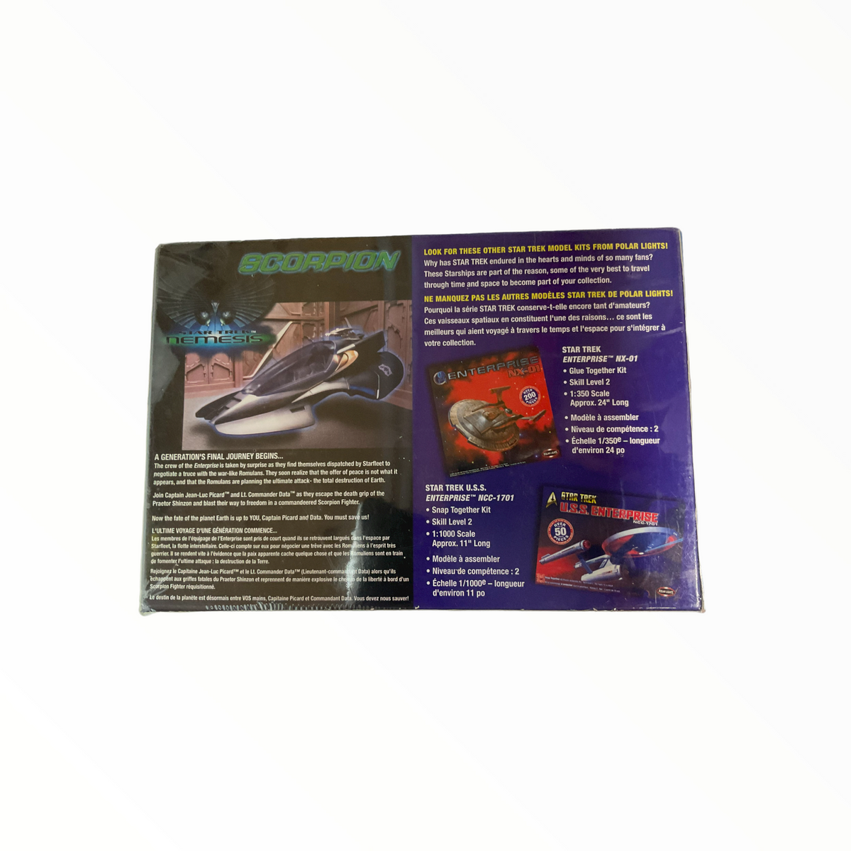 Star Trek Nemesis Scorpion Fighter Snap Together Model Kit w/ Bonus Picard and Data Figures