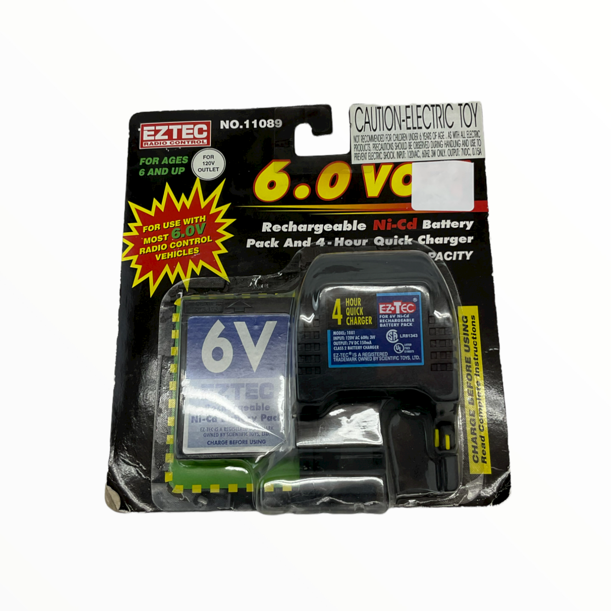 Eztec Radio Control 6.0 Volt Rechargeable Ni-Cd Battery Pack & 4 Hour Quick Charger