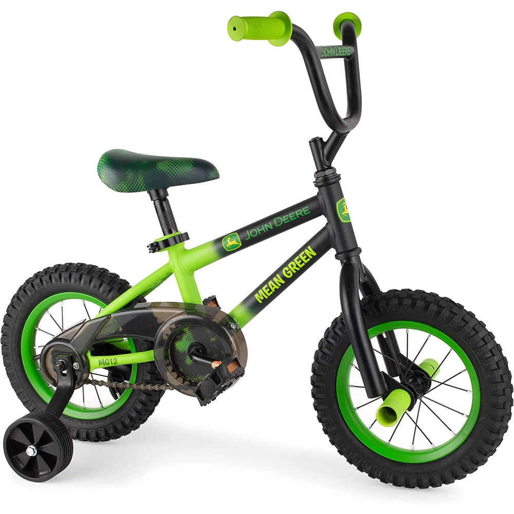 John Deere Kids Bike Mean Green 12 Inch Wheels - Includes Removable Training Wheels