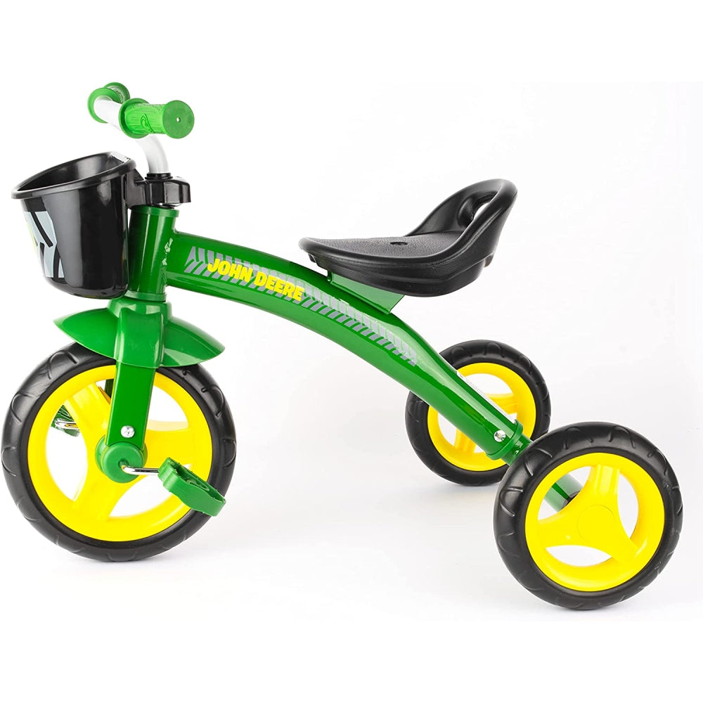 John Deere Heavy Duty Ride On Toys Tricycle with Basket for Kids, Green