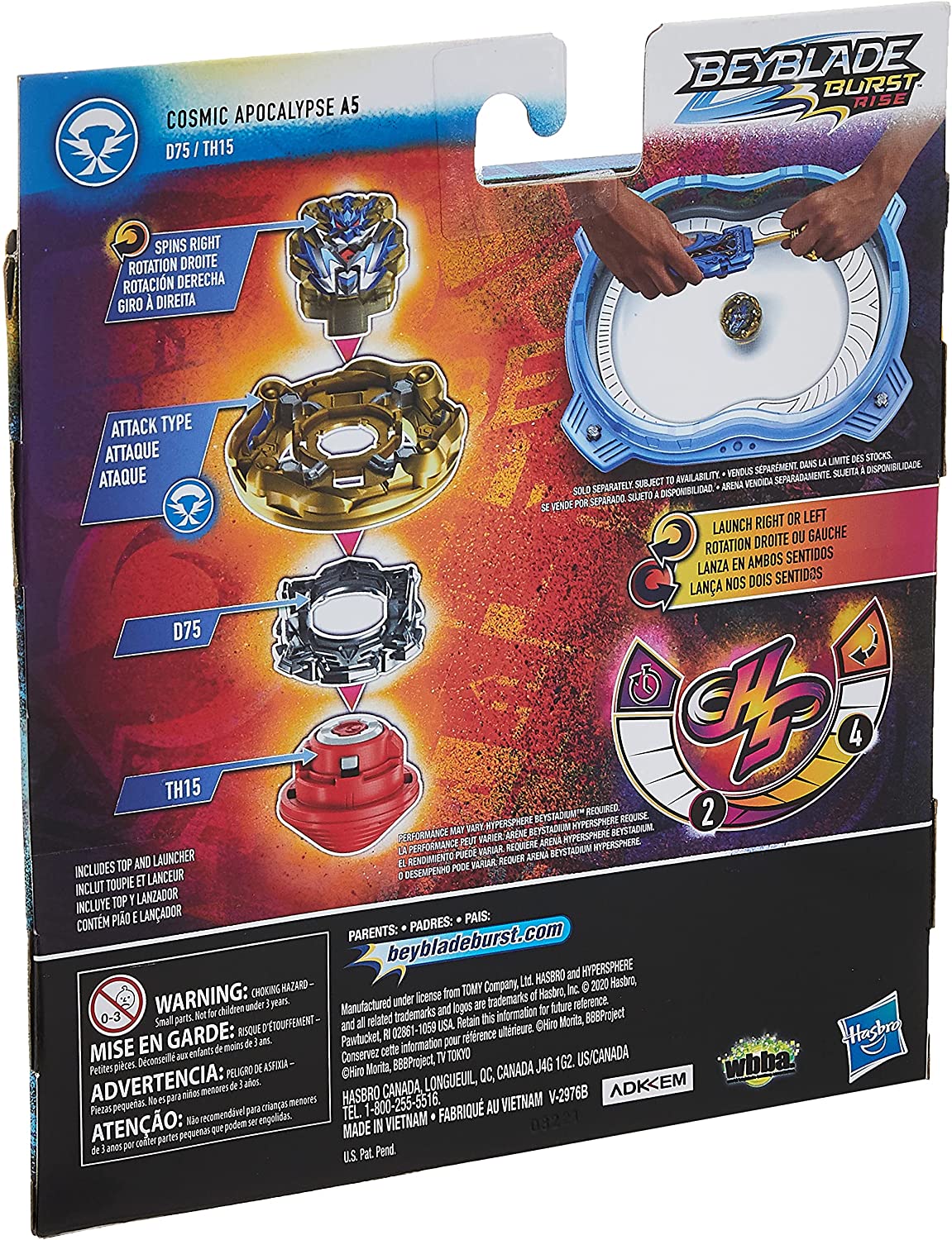 Beyblade Burst Rise Hypersphere Apocalypse Blade Set - Right/Left-Spin Launcher with Right-Spin Battling Power Top Toy