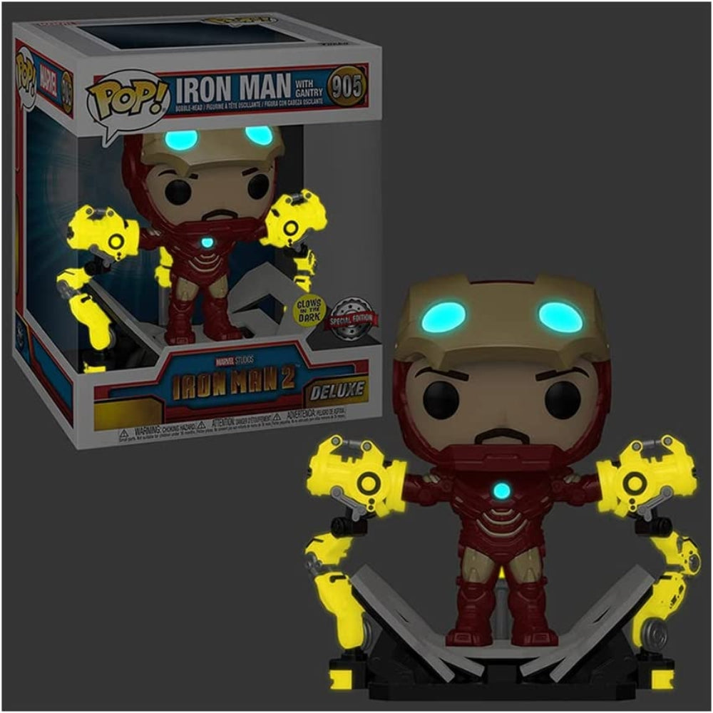 Pop! Iron Man 2: Iron Man MKIV with Gantry Glow-in-The-Dark Deluxe Vinyl Figure