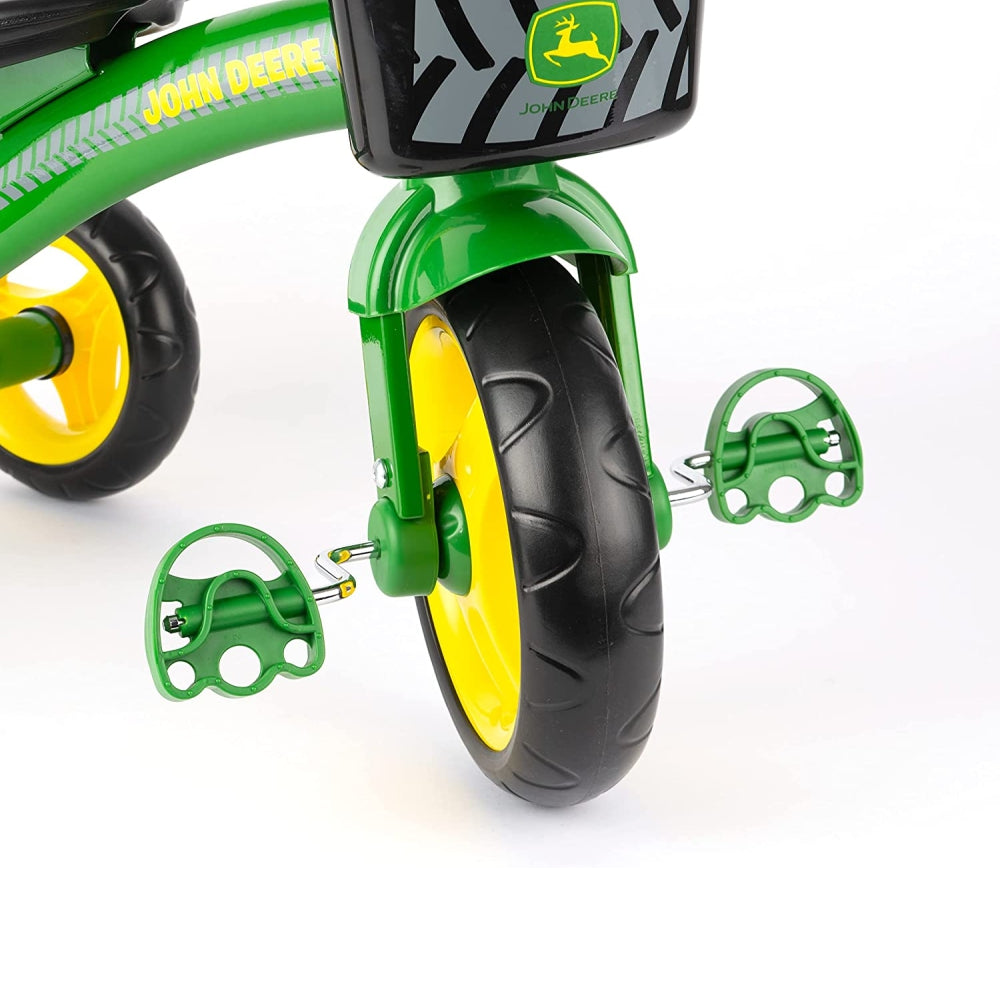 John Deere Heavy Duty Ride On Toys Tricycle with Basket for Kids, Green