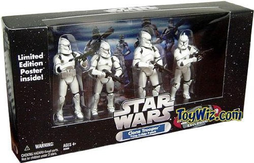 Star Wars Clone trooper 4-pack white exclusive w/battle damage Rare!!