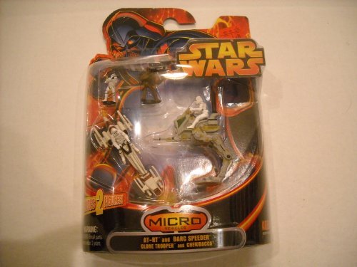 Star Wars Micro Vehicles AT-RT and Barc Speeder With Clone Trooper and Chewbacca