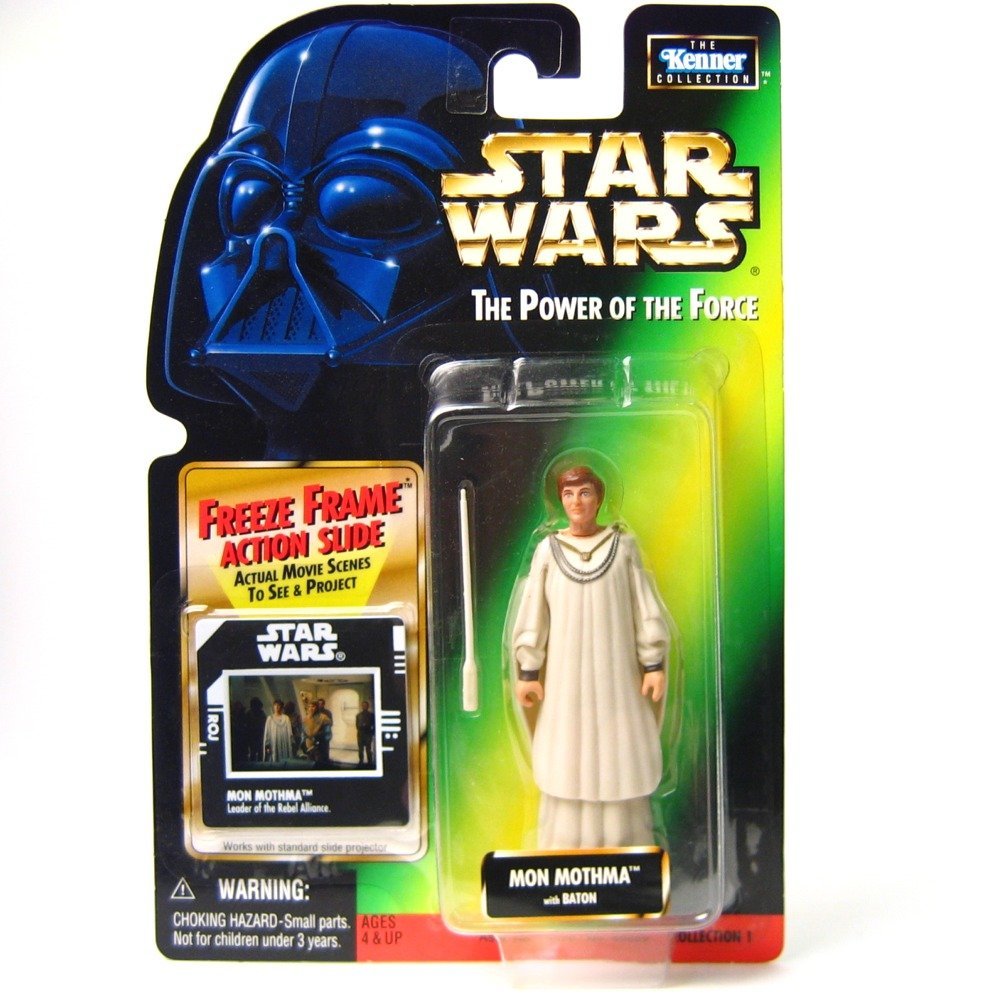 Star Wars, The Power of the Force Green Card, Mon Mothma Action Figure with Freeze Frame Slide, 3.75 Inches.