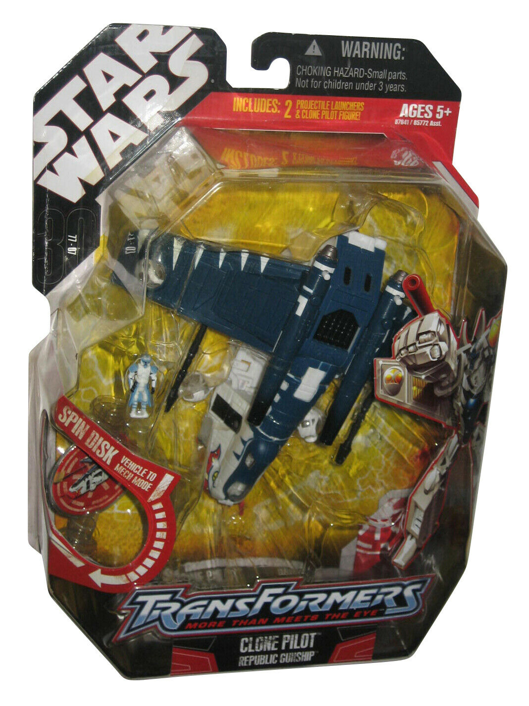 Star Wars Saga 2008 Transformers Action Figure Clone Pilot to Republic Gunship